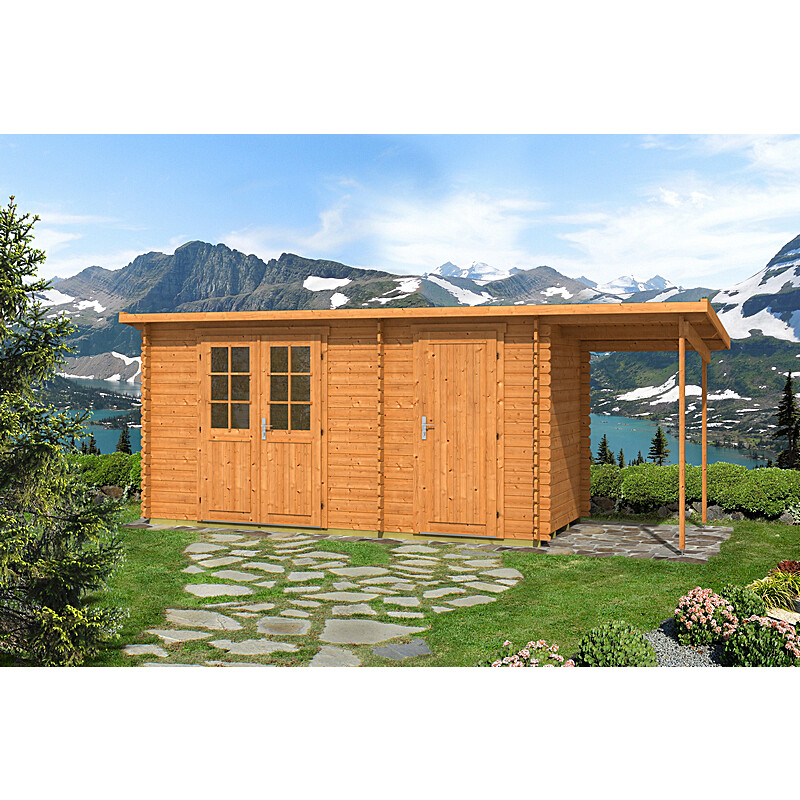 Pultdach Gartenhaus Gloria G Mit Anbau Und Schleppdach, CHF 3'050,00